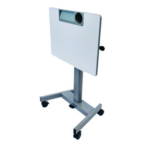Luxor Pneumatic Adjustable Height Flip Top Student Desk, 27.5 x 19.5 x 26.25 to 42, White/Gray (STUDENTPTILT)