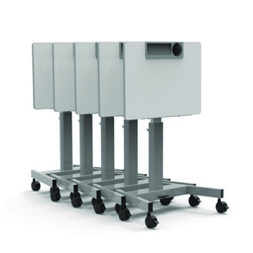 Luxor Pneumatic Adjustable Height Flip Top Student Desk, 27.5 x 19.5 x 26.25 to 42, White/Gray (STUDENTPTILT)