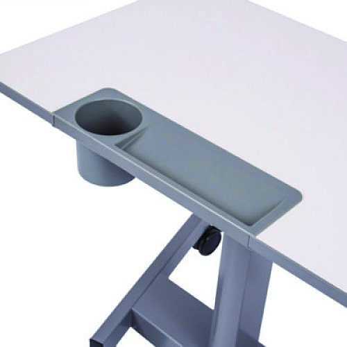 Luxor Pneumatic Adjustable Height Flip Top Student Desk, 27.5 x 19.5 x 26.25 to 42, White/Gray (STUDENTPTILT)