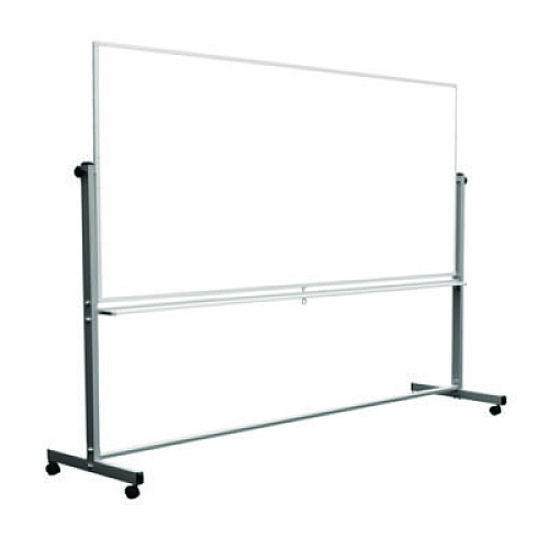 Luxor Mobile Magnetic Whiteboard, 96" x 40", White Surface, Silver Aluminum Frame (MB9640WW)