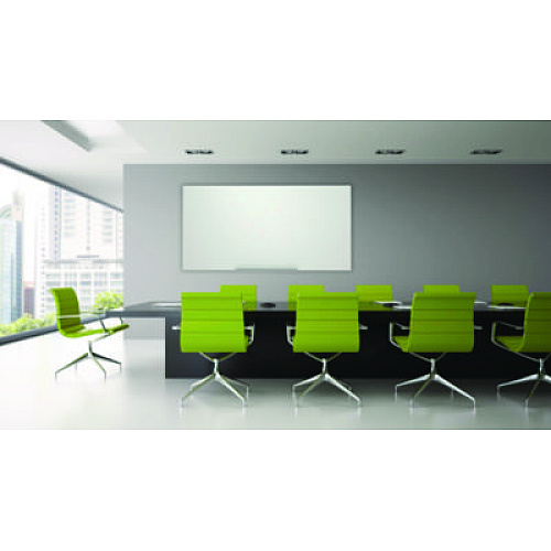 Luxor Magnetic Wall-Mounted Glass Board, 48" x 36", White Surface, Silver Aluminum Frame (WGB4836M)