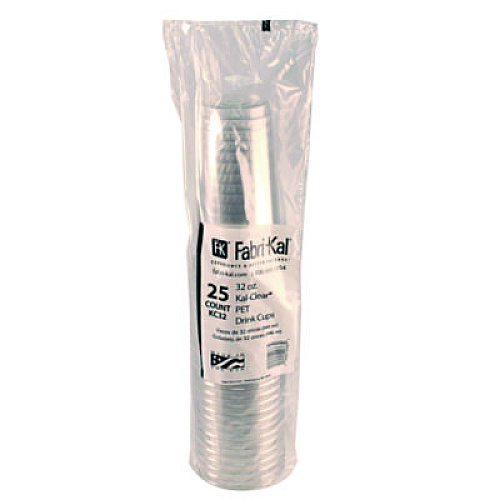 Fabri-Kal Kal-Clear PET Cold Drink Cups, 32 oz., Clear, 25/Sleeve, 12 Sleeves/Carton (KC32)