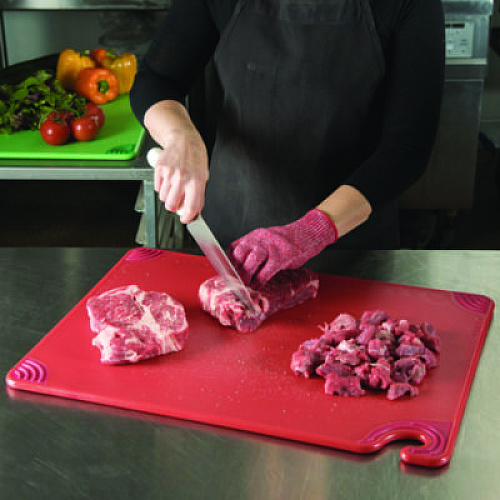 San Jamar Saf-T-Grip Cutting Board, Plastic, 24 x 18, x 0.5, Red (CBG182412RD)