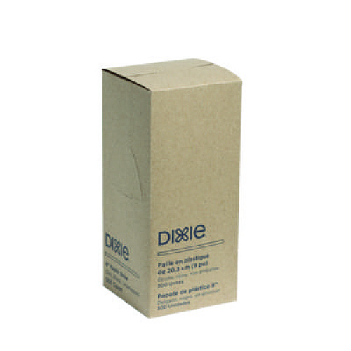 Dixie Slim Unwrapped Plastic Straws, 8", Plastic, Black, 500/Box, 10 Boxes/Carton (S8BLK)