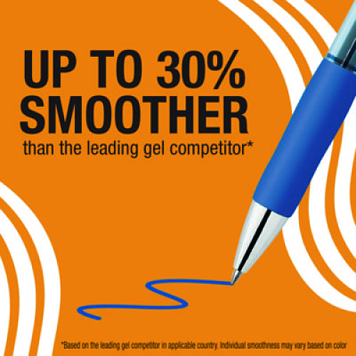 BIC Gelocity Pro Gel Pens, Retractable, Medium 0.7 mm, Blue Ink, Blue/Clear Barrel, 12/Pack (RPGL11BLU)