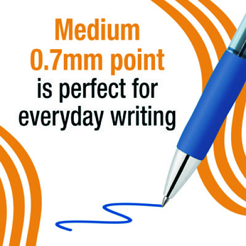 BIC Gelocity Pro Gel Pens, Retractable, Medium 0.7 mm, Blue Ink, Blue/Clear Barrel, 12/Pack (RPGL11BLU)