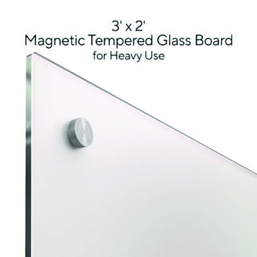 TRU RED Magnetic Tempered Glass Dry Erase Board, 36" x 24", White Surface (TR61195)