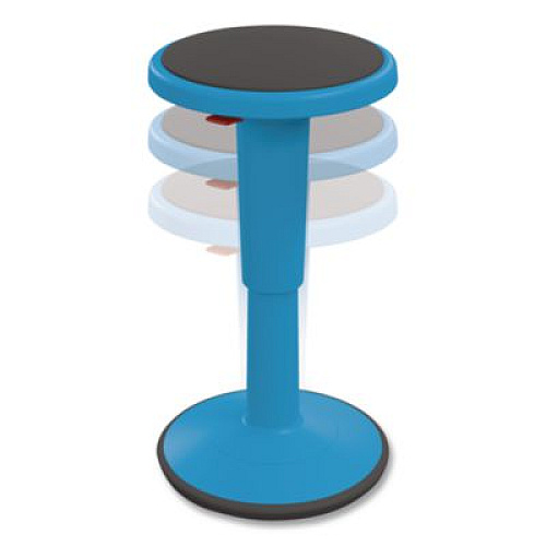 MooreCo Hierarchy Grow Stool, Short, Backless, Supports up to 250 lbs, 14" to 18" Seat Height, Blue Seat, Blue Base (50960BLUE)