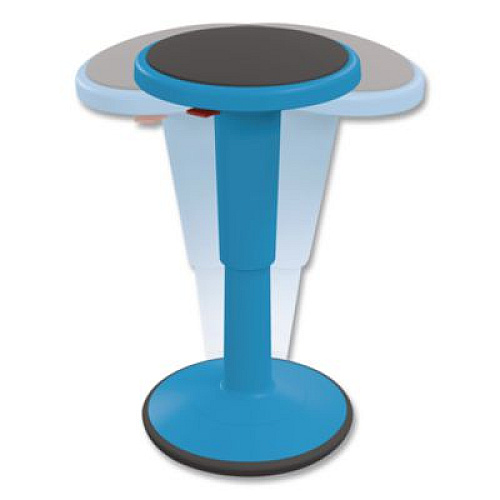 MooreCo Hierarchy Grow Stool, Short, Backless, Supports up to 250 lbs, 14" to 18" Seat Height, Blue Seat, Blue Base (50960BLUE)