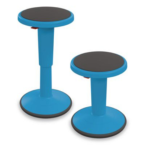 MooreCo Hierarchy Grow Stool, Short, Backless, Supports up to 250 lbs, 14" to 18" Seat Height, Blue Seat, Blue Base (50960BLUE)