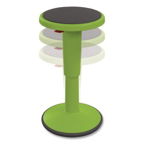 MooreCo Hierarchy Grow Stool, Short, Backless, Supports Up to 250 lbs, 14" to 18" Seat Height, Green Seat, Green Base (50960GREEN)