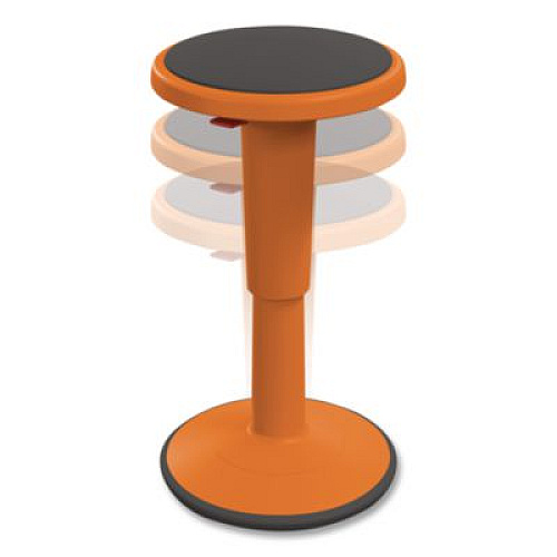 MooreCo Hierarchy Grow Stool, Short, Backless, Supports Up to 250 lbs, 14" to 18" Seat Height, Orange Seat, Orange Base (50960ORANGE)