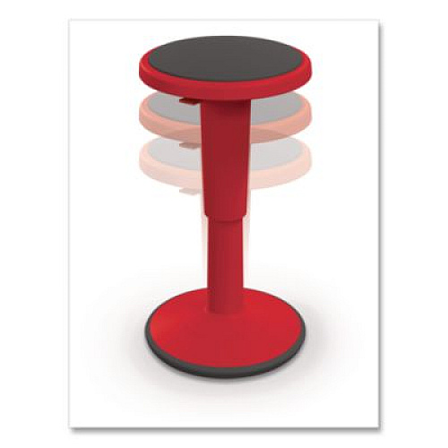 MooreCo Hierarchy Grow Stool, Short, Backless, Supports Up to 250 lbs, 14" to 18" Seat Height, Red Seat, Red Base (50960RED)