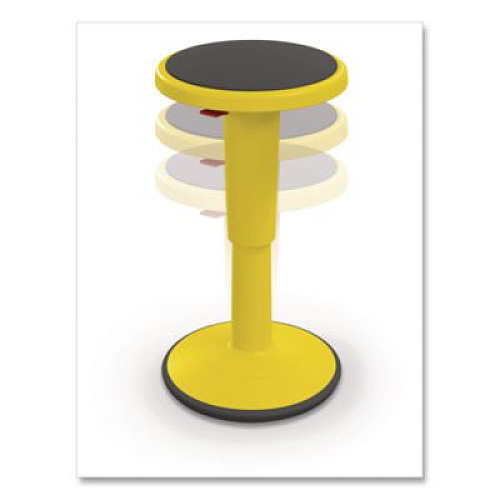 MooreCo Hierarchy Grow Stool, Short, Backless, Supports Up to 250 lbs, 14" to 18" Seat Height, Yellow Seat, Yellow Base (50960YELLOW)