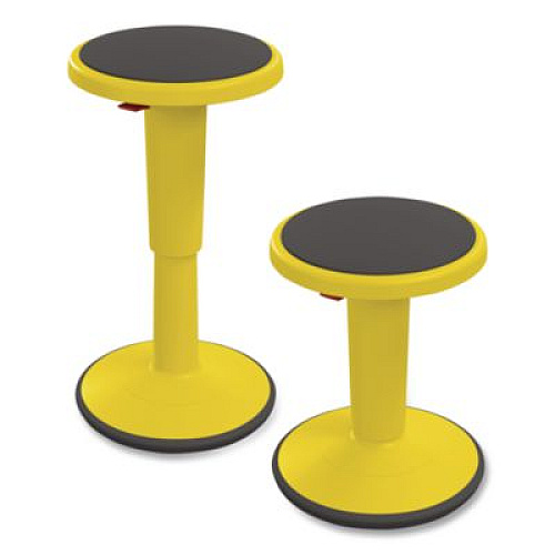 MooreCo Hierarchy Grow Stool, Short, Backless, Supports Up to 250 lbs, 14" to 18" Seat Height, Yellow Seat, Yellow Base (50960YELLOW)