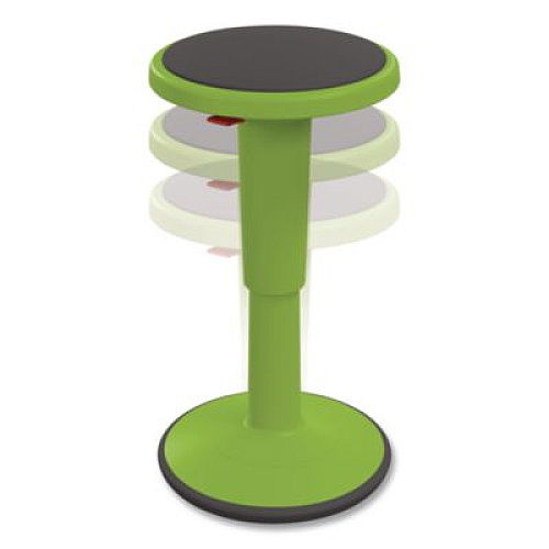 MooreCo Hierarchy Grow Stool, Tall, Backless, Supports Up to 250 lbs, 17" to 24" Seat Height, Green Seat, Green Base (50970GREEN)