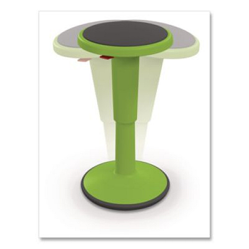 MooreCo Hierarchy Grow Stool, Tall, Backless, Supports Up to 250 lbs, 17" to 24" Seat Height, Green Seat, Green Base (50970GREEN)