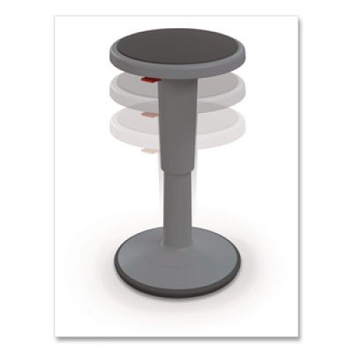 MooreCo Hierarchy Grow Stool, Tall, Backless, Supports Up to 250 lbs, 17" to 24" Seat Height, Gray Seat, Gray Base (50970GREY)