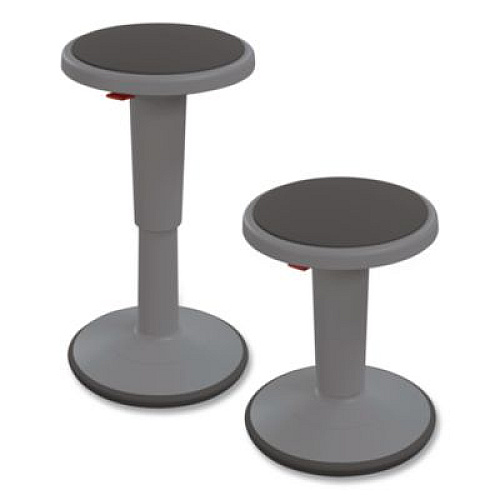 MooreCo Hierarchy Grow Stool, Tall, Backless, Supports Up to 250 lbs, 17" to 24" Seat Height, Gray Seat, Gray Base (50970GREY)