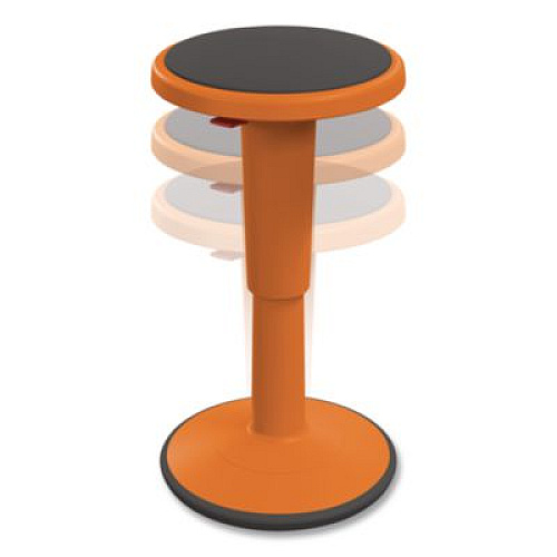 MooreCo Hierarchy Grow Stool, Tall, Backless, Supports Up to 250 lbs, 17" to 24" Seat Height, Orange Seat, Orange Base (50970ORANGE)