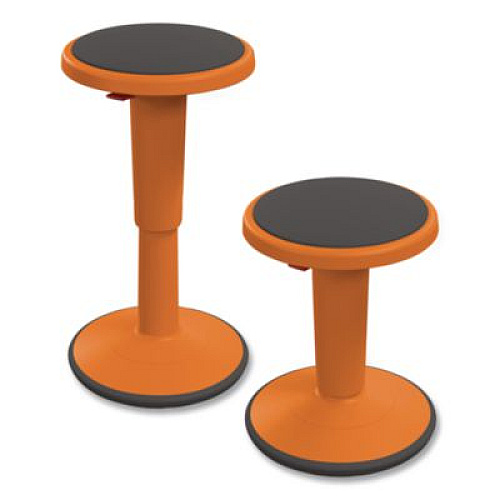 MooreCo Hierarchy Grow Stool, Tall, Backless, Supports Up to 250 lbs, 17" to 24" Seat Height, Orange Seat, Orange Base (50970ORANGE)