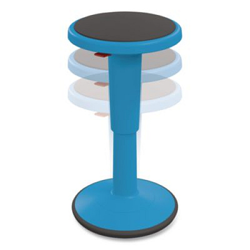 MooreCo Hierarchy Grow Stool, Tall, Backless, Supports Up to 250 lbs, 17" to 24" Seat Height, Blue Seat, Blue Base (50970BLUE)