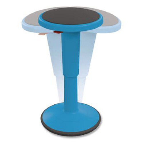 MooreCo Hierarchy Grow Stool, Tall, Backless, Supports Up to 250 lbs, 17" to 24" Seat Height, Blue Seat, Blue Base (50970BLUE)