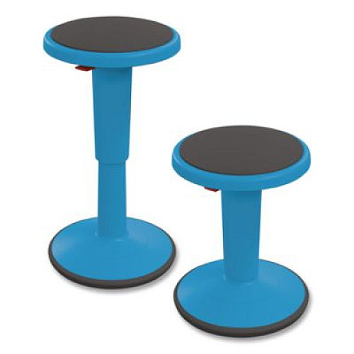 MooreCo Hierarchy Grow Stool, Tall, Backless, Supports Up to 250 lbs, 17" to 24" Seat Height, Blue Seat, Blue Base (50970BLUE)