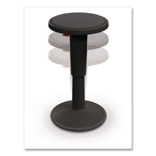 MooreCo Hierarchy Grow Stool, Short, Backless, Supports up to 250 lbs, 14" to 18" Seat Height, Black Seat, Black Base (50960BLACK)