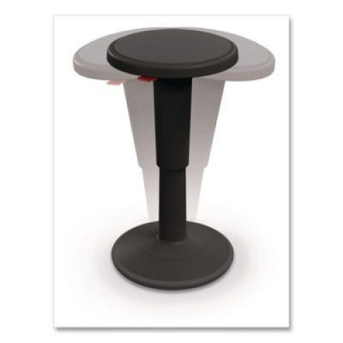 MooreCo Hierarchy Grow Stool, Short, Backless, Supports up to 250 lbs, 14" to 18" Seat Height, Black Seat, Black Base (50960BLACK)