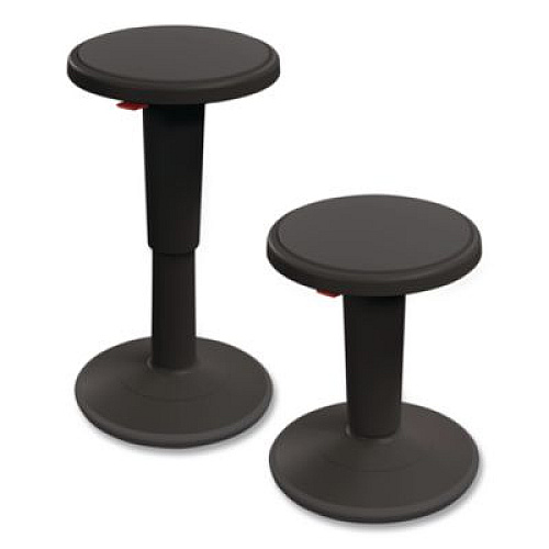 MooreCo Hierarchy Grow Stool, Short, Backless, Supports up to 250 lbs, 14" to 18" Seat Height, Black Seat, Black Base (50960BLACK)