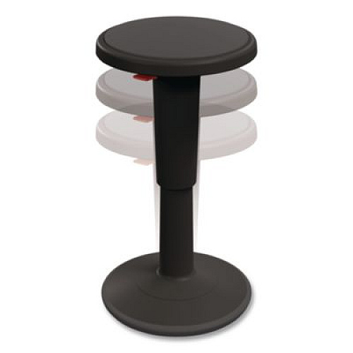 MooreCo Hierarchy Grow Stool, Tall, Backless, Supports Up to 250 lbs, 17" to 24" Seat Height, Black Seat, Black Base (50970BLACK)