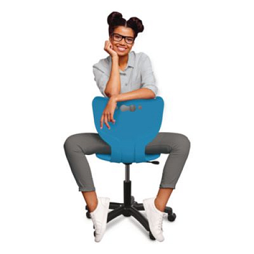 MooreCo Hierarchy Five-Star Chair, Supports Up to 250 lbs, 21.68" Seat Height, Blue Seat, Blue Back, Black Base (53511BLU)