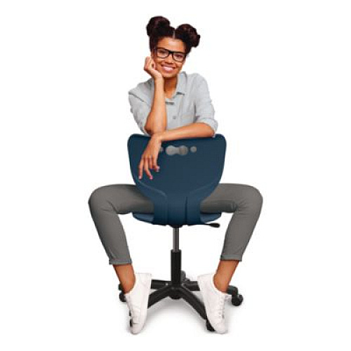 MooreCo Hierarchy Five-Star Chair, Supports Up to 250 lbs, 21.68" Seat Height, Navy Seat, Navy Back, Black Base (53511NAVY)