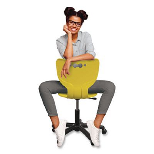 MooreCo Hierarchy Five-Star Chair, Supports Up to 250 lbs, 21.68" Seat Height, Yellow Seat, Yellow Back, Black Base (53511Y)