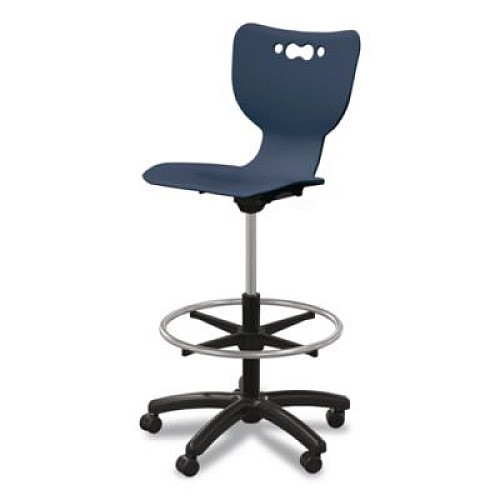 MooreCo Hierarchy Five-Star Stool, Supports Up to 250 lbs, 24.48" to 33.23" Seat Height, Navy Seat, Black Base (53512NAVY)
