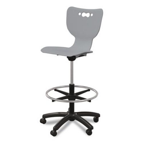 MooreCo Hierarchy Five-Star Stool, Supports Up to 250 lbs, 24.48" to 33.23" Seat Height, Gray Seat, Black Base (53512GREY)