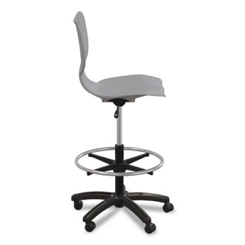 MooreCo Hierarchy Five-Star Stool, Supports Up to 250 lbs, 24.48" to 33.23" Seat Height, Gray Seat, Black Base (53512GREY)