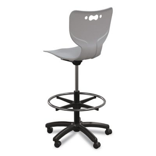 MooreCo Hierarchy Five-Star Stool, Supports Up to 250 lbs, 24.48" to 33.23" Seat Height, Gray Seat, Black Base (53512GREY)