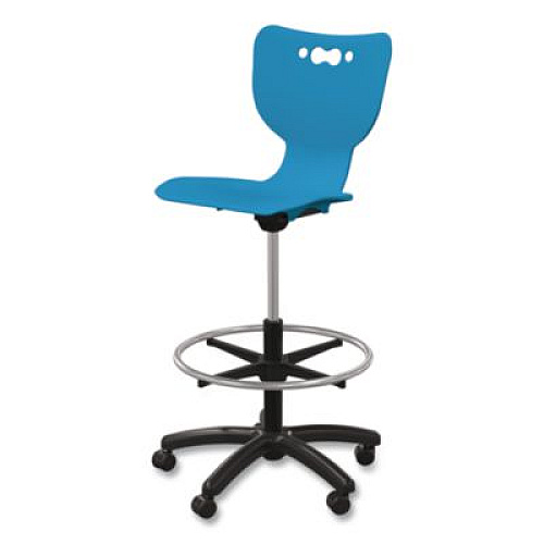 MooreCo Hierarchy Five-Star Stool, Supports Up to 250 lbs, 24.48" to 33.23" Seat Height, Blue Seat, Black Base (53512BLU)