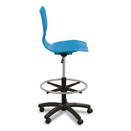 MooreCo Hierarchy Five-Star Stool, Supports Up to 250 lbs, 24.48" to 33.23" Seat Height, Blue Seat, Black Base (53512BLU)