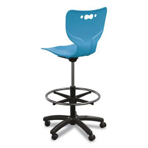 MooreCo Hierarchy Five-Star Stool, Supports Up to 250 lbs, 24.48" to 33.23" Seat Height, Blue Seat, Black Base (53512BLU)