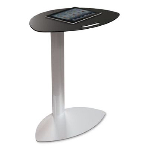 MooreCo Tablet Side Table, 19.5" x 13.9" x 25.8",  Steel Plate, Black Top, Platinum Base (91124)
