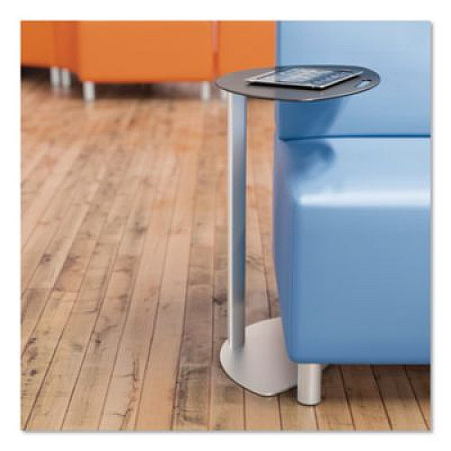 MooreCo Tablet Side Table, 19.5" x 13.9" x 25.8",  Steel Plate, Black Top, Platinum Base (91124)