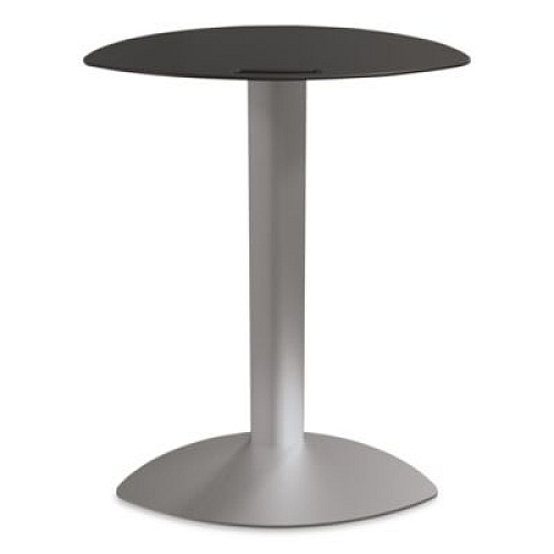MooreCo Tablet Side Table, 19.5" x 13.9" x 25.8",  Steel Plate, Black Top, Platinum Base (91124)