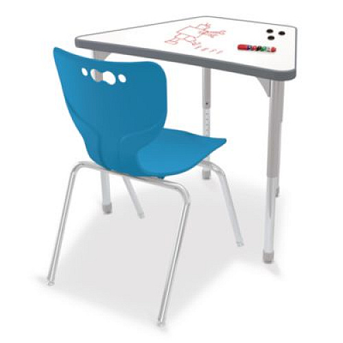 MooreCo Hierarchy Beam Desk, 34.4" x 24" x 18" to 29", White Porcelain Steel with Platinum Legs,Ships in Two Boxes (Worksurface/Legs) (5907766692)