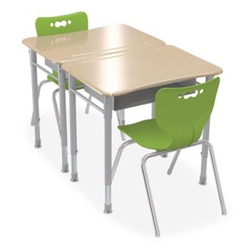 MooreCo Astute Hard Plastic Desk, 26" x 19.3" x 23.1" to 33.1", Fusion Maple, 2/Carton (59082)