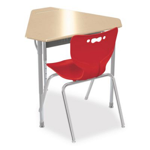 MooreCo Astute Hard Plastic Desk, 33.8" x 29.8" x 23.1" to 33.1", Fusion Maple, 2/Carton (59086)
