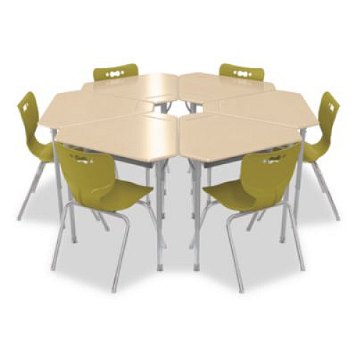 MooreCo Astute Hard Plastic Desk, 33.8" x 29.8" x 23.1" to 33.1", Fusion Maple, 2/Carton (59086)