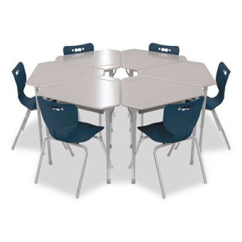 MooreCo Astute Hard Plastic Desk, 33.8" x 29.8" x 23.1" to 33.1", Gray Nebula, 2/Carton (59087)
